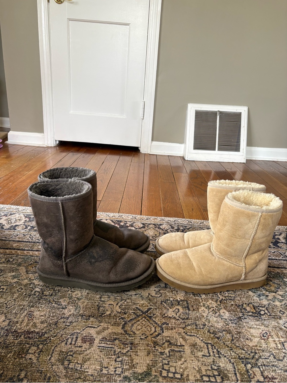 UGG Classic Short Boots in Chestnut and Sand Colors